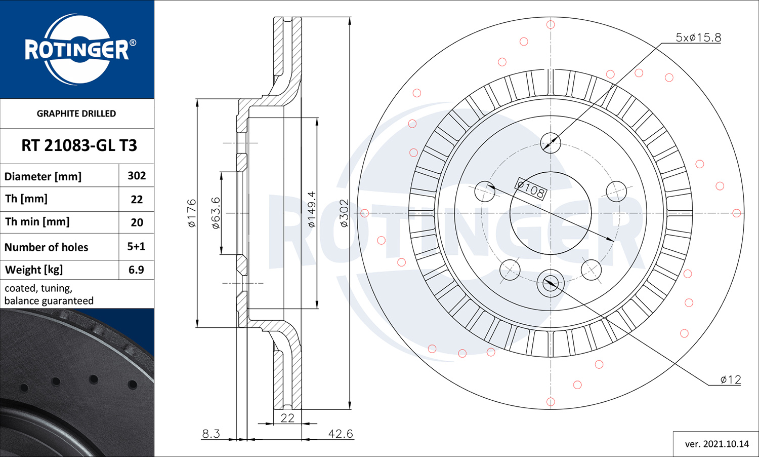 ROTINGER Féktárcsa, mind RT21083-GLT3_ROT